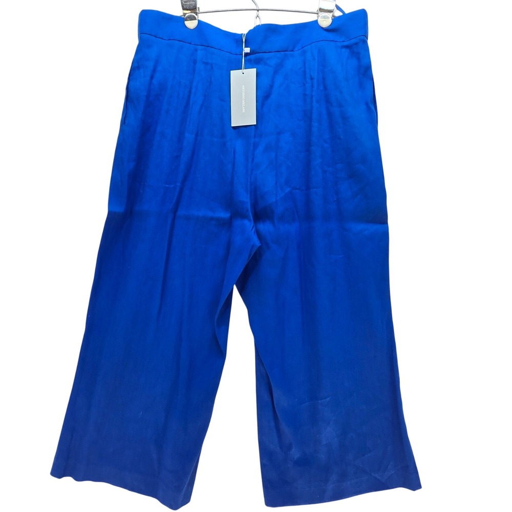 Antonio Melani Linen Wide Leg Pants Blue Coastal Tropical Resort Womens 18 Plus